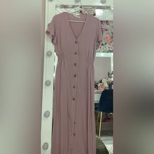 Blush button down dress